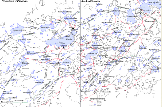 karta Arnarvatnsheidi Island